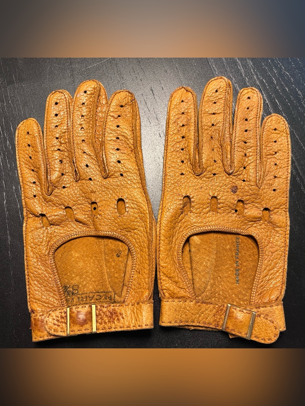 Vintage French Peccary Driving Gloves 8¾ – Peccary Véritable  Camel Brown
